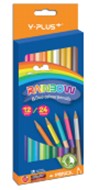 Набор цветных двухсторонних карандашей "Y-PLUS. Rainbow", 12шт. 24цв + точилка, картонная упаковка DPX1209