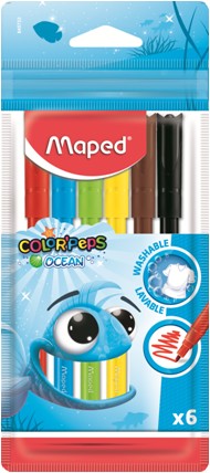 Фломастеры 6цв. "COLOR'PEPS OCEAN", треугольный корпус, в пластиковой блистерной упаковке, Maped (12) 845723