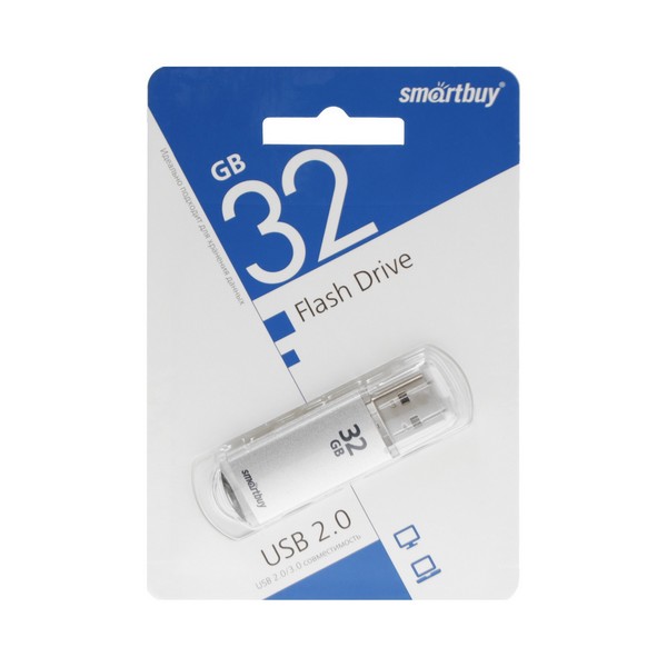 Флеш-карта Smartbuy 32GB V-Cut Silver 