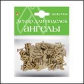 ДЕКОР ИЗ ДЕРЕВА, натуральный,  набор №16 "НОВЫЙ ГОД. АНГЕЛЫ", 4 вида 2-363/16