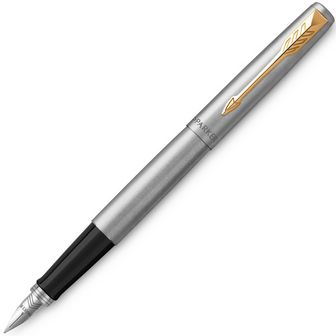 Ручка перьевая PARKER JOTTER Stainless Steel GT, корпус из нерж. стали, позол. клип, синие чернила М PARKER-2030948