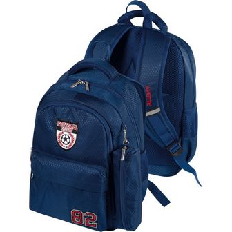 Рюкзак школьный "deVENTE. Football League" 39x29x13 см, текстильный фактурный, эргономичная вентилируемая спинка и уплотненные лямки, 1 отделение, 2 передних кармана, 2 боковых кармана, в комплекте с квадратным пеналом на молнии, светоотражающие вставки, темно-синий 7032999