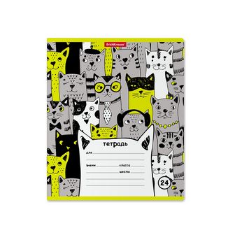 Тетрадь 24л. лин., обл. мелов., "Stylish Cats", ErichKrause (10/160) 49210