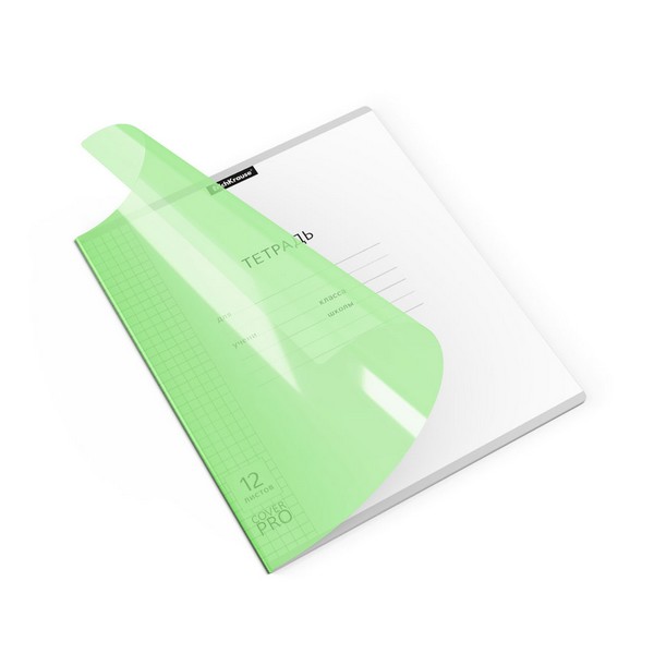 Тетрадь 12л. кл., фА5+, с пластиковой обложкой "Классика CoverPrо Neon" зеленый, ErichKrause 56348
