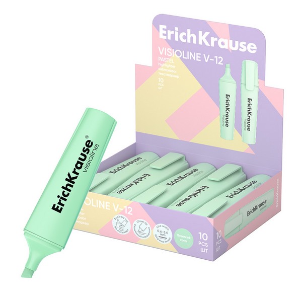 Текстовыделитель ErichKrause Visioline V-12 Pastel, зеленый 60804