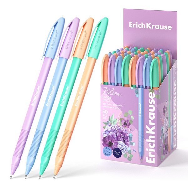 Ручка шар. ErichKrause® U-108 Stick Pastel Bloom 1.0, Ultra Glide Technology, цвет чернил синий 61020