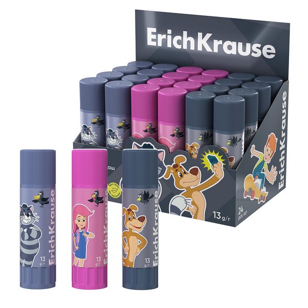 Клеящий карандаш 13гр. ErichKrause EasyStick Простоквашино, ассорти 60499