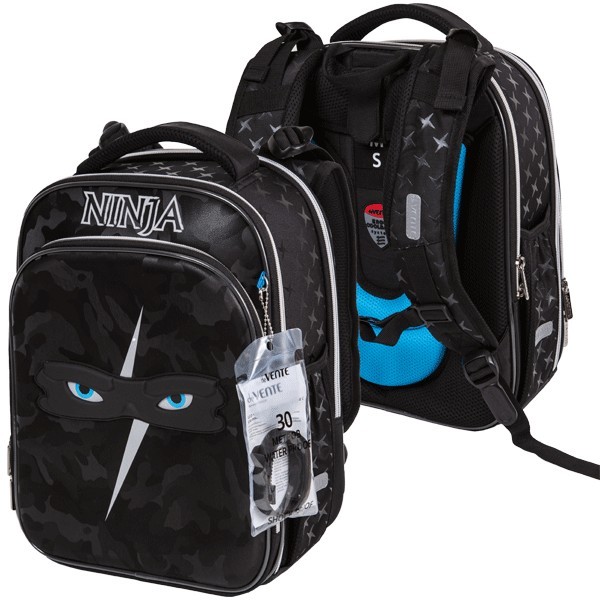 Рюкзак "deVENTE. Premier. Ninja" школьный жесткий 37x28x18 см (17 л) вес 1000 г, 2 отделения на молнии для формата A4, 1 передний карман с органайзером, 2 боковых кармана сеточкой на резинке 7033410