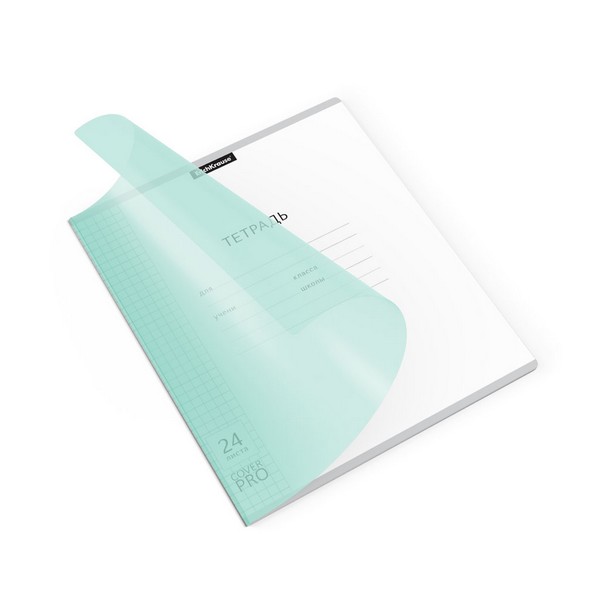 Тетрадь 24л. кл., с пластиковой обложкой "Классика CoverPrо Pastel" мятный, ErichKrause 024015254-56379