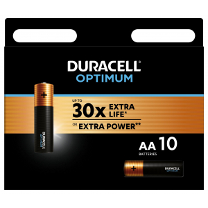 Батарейка DURACELL OPTIMUM (алкалиновые, пальчиковые, тип АА) 1,5v 10 шт. LR6-10BL Optimum (10/80/16000) LR6-10BL Optimum