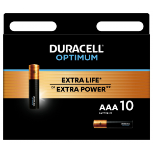 Батарейка DURACELL OPTIMUM (алкалиновые, мизинчиковые, тип ААА) 1,5v 10 шт. LR03-10BL Optimum (10/80/20000) LR03-10BL Optimum 