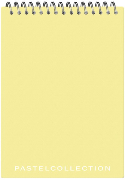 Блокнот на гребне фА5 60л. кл.,  с пластиковой обложкой."Pastel Collection Yellow" 3408