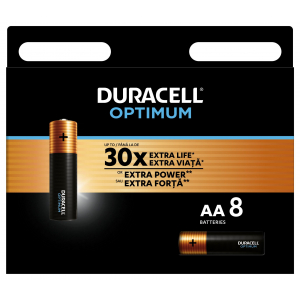 Батарейка DURACELL OPTIMUM (алкалиновые, пальчиковые, тип АА) 1,5v 8 шт. LR6-8BL Optimum (8/64/16000) LR6-8BL Optimum