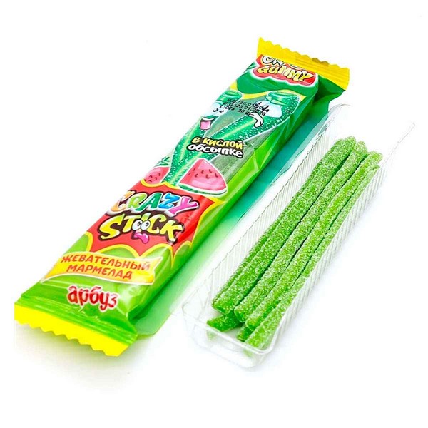 Жевательный мармелад в кислой обсыпке «CRAZY GUMMY CRAZY STICK» со вкусом арбуза 20гр (24) / 2026-03-12 