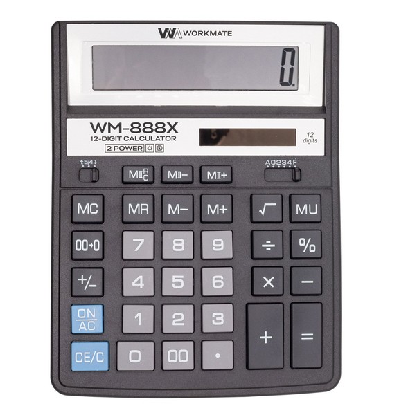 Калькулятор настольный Workmate WM-888X 12 разрядов, двойное питание, чёрный, 200х155х35 мм *30/90 15-5681