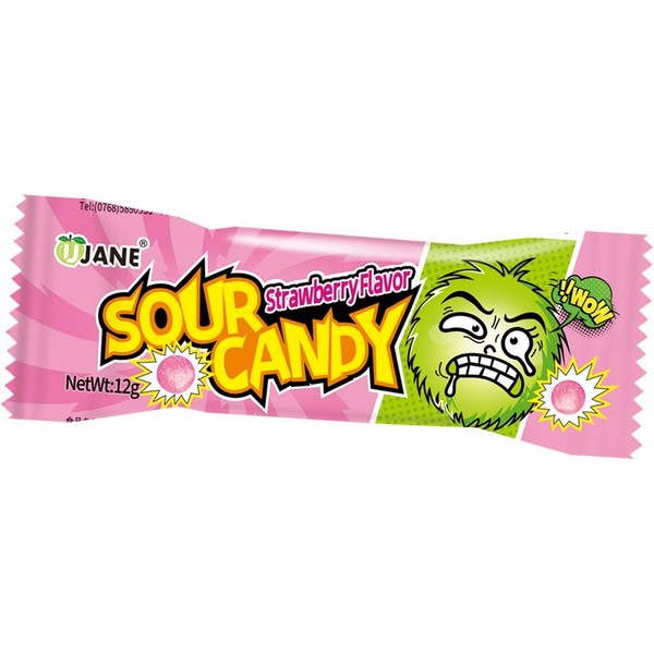 Леденцы кислые Sour Candy Mini 12 г, в пластиковом пакете, клубника 9070408