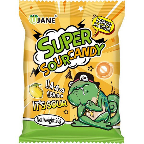 Леденцы кислые Sour Candy 20 г, в пластиковом пакете с подвесом, лимон 9070411