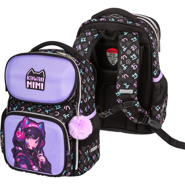 Ранец "deVENTE. Smart. Kawaii Mimi" школьный жесткий 37x28x14 см (14 л) вес 800 г, светоотражающие элементы, в комплекте с брелоком 7030502