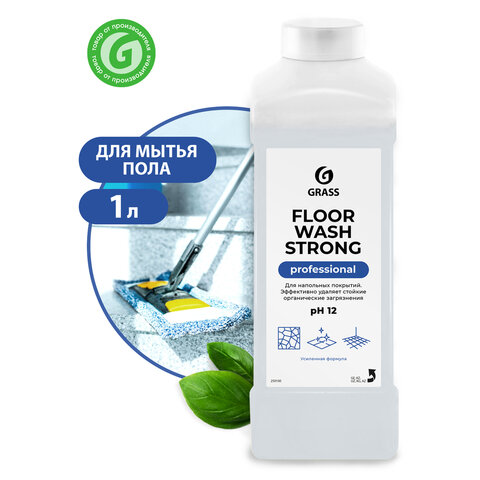 Средство концентрат для машинной и ручной мойки полов 1 л, GRASS FLOOR WASH STRONG, щелочное, 250100 605611