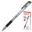 Ручка гелевая STAFF эконом, корпус прозрачный, резиновый держатель, черная 141823