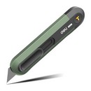 Технический нож "Home Series Green" Deli   Т-образное лезвие с механизмом автоматического возврата, эксклюзивный дизайн, корпус из высококачественного софттач пластика HT4008L