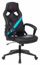 Кресло игровое Zombie DRIVER черный/голубой эко.кожа с подголов. крестов. пластик 1485772