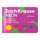 Клейкие закладки пластиковые ErichKrause Neon, 18.75x50 мм, 100 листов, 4 цвета, в картонной книжке 61587