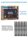 Набор маркеров художественных на спиртовой основе TWOHANDS Metallic 1мм, 8 цв металлик в пласт. футл, 19608 19608