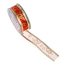 Лента для упаковки и декора, каркасная нить, 2,5см x 2,7м, сетка с фольгиров. слоем, 5 диз., СНОУ БУМ 790-006