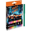 Фломастеры 12 цв. "deVENTE. Fast Or Last" с вентилируемым колпачком, в картонной коробке с подвесом 5081532
