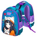 Рюкзак Attomex. Optima. NekoGirl школьный жесткий 37x28x18 см (17 л) вес 700 г, 1 отделение на молнии с разделителями для учебников, 2 боковых кармана сеткой на резинке, эргономичная формоустойчивая вентилируемая спинка и мягкие S-образные лямки, дно из фактурной резины 7033502
