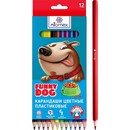 Карандаши 12цв., "Attomex. Funny Dog" пластиковые,2М, диаметр грифеля 2,5 мм, шестигранные, в картонной коробке 5022342