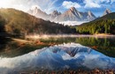 Календарь настенный квартальный 2026г. "Пейзаж. Туман на горном озере" 3-х блочный на 3-х гребнях, зеленая подложка 13с14-298