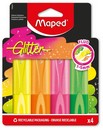 Набор текстовыделителей 4 цв., с блестками "FLUO PEP'S GLITTER" пишущий узел 1-5мм, в упаковке с подвесом  740247