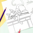 Книжка-раскраска для детей. Серия «Раскраски А5 с наклейками» " КОТЫ" 165х235 мм, 8 л., блок - офсет 100 г/м?, печать в одну краску, обл - мелованный картон 200 г/м?, мягкий переплёт (2 скобы), Феникс+ 67899