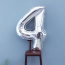 Шар фольгированный 40" Цифра 4, цвет серебряный 1386217 1386217    